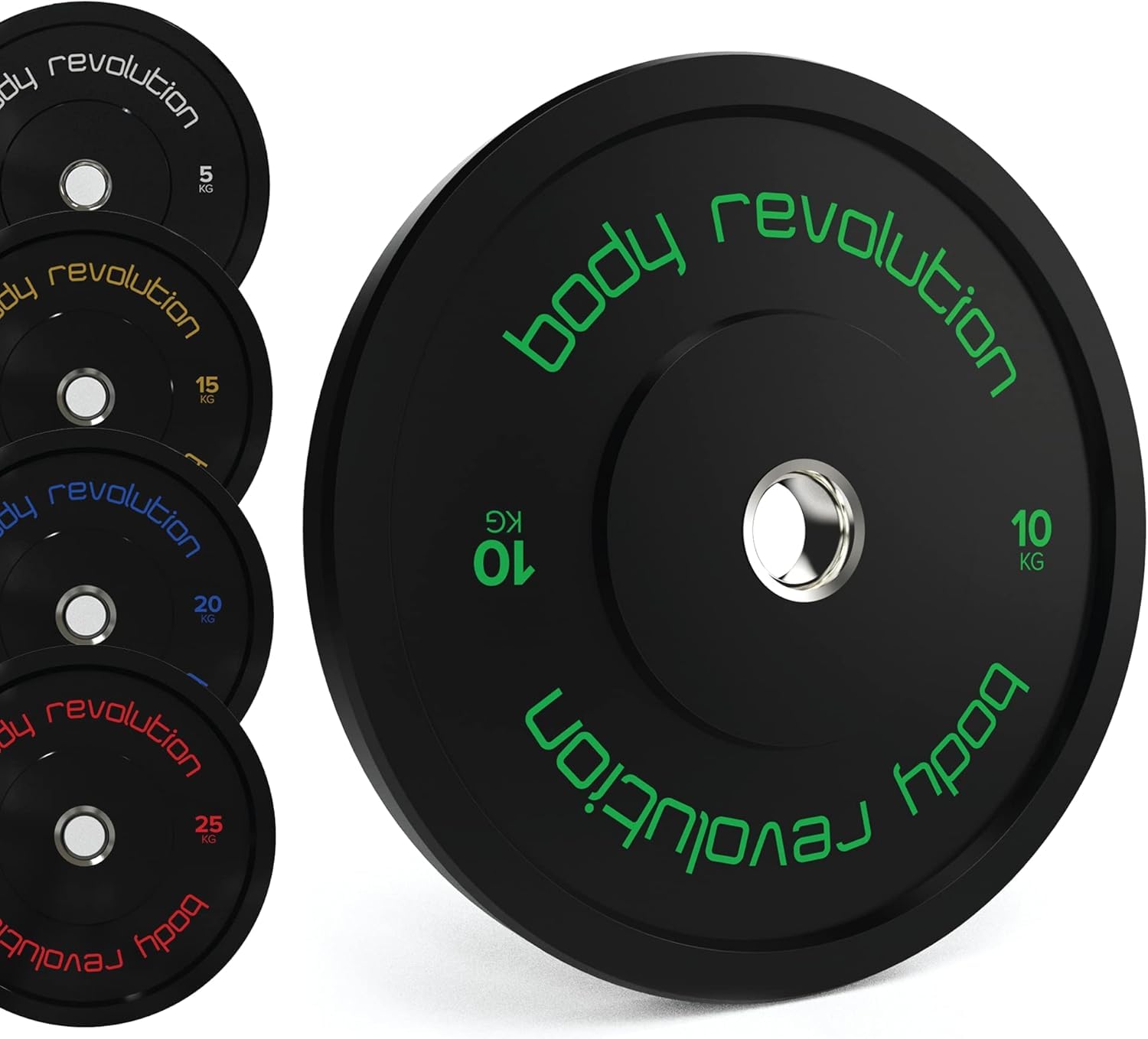 Body Revolution Black Olympic Bumper Plates 10 Kg Pair from B&Q
