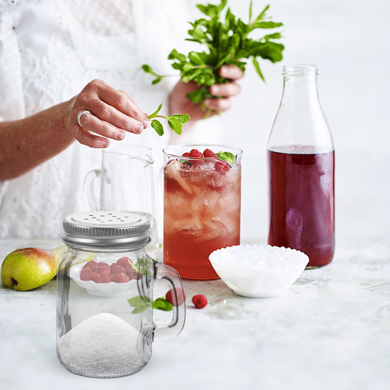 Unomor 2pcs Glass Seasoning Jars Clear Spice Containers for Jars for Kitchen Organization Condiment Holders