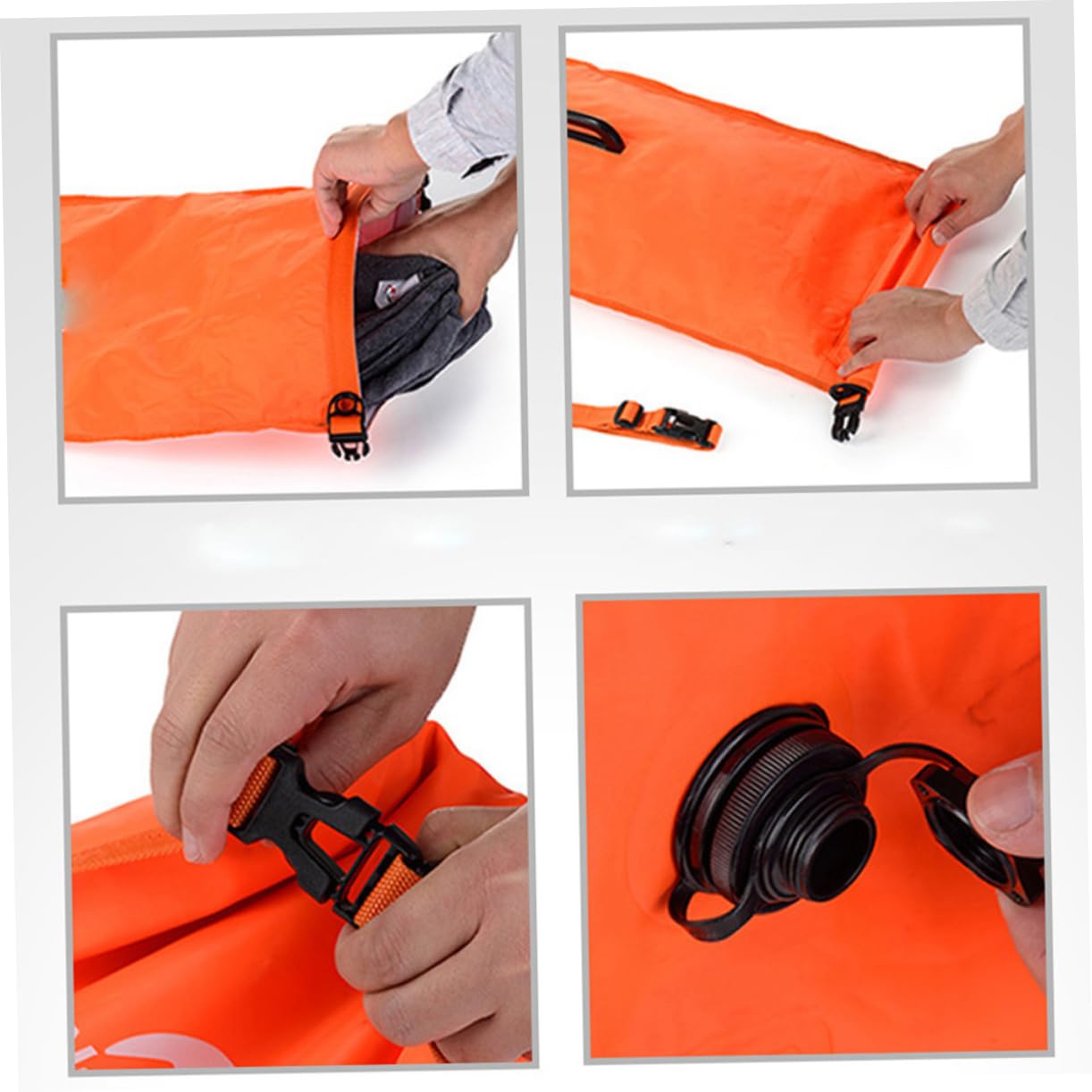 Yardwe Schwimmboje für Offenes Wasser mit Großer Trockentasche Orange Nylon