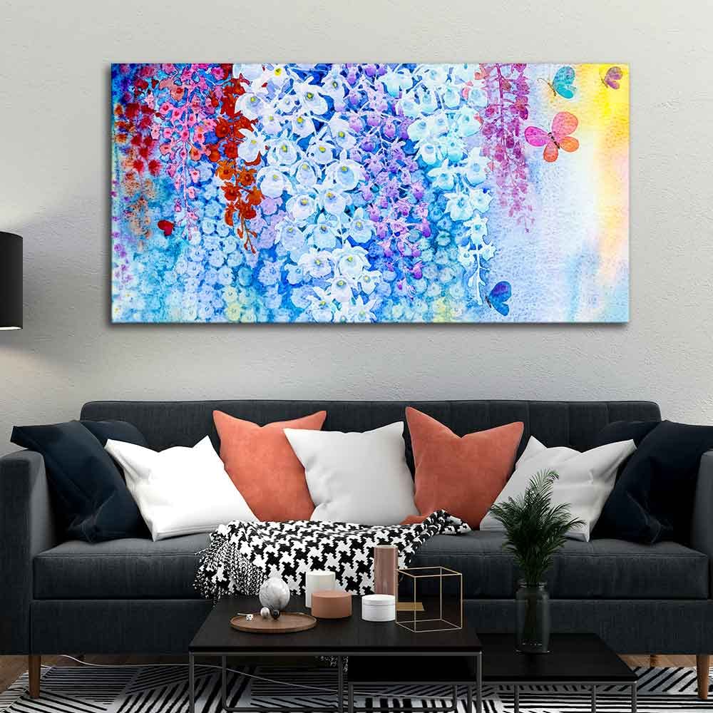 VIBECRAFTS Canvas Paintings for Living Room Drawing Room Canvas Abstract Art Wall Painting of Orchid Flowers for Home|Office|Gift(PTVCH_2377)