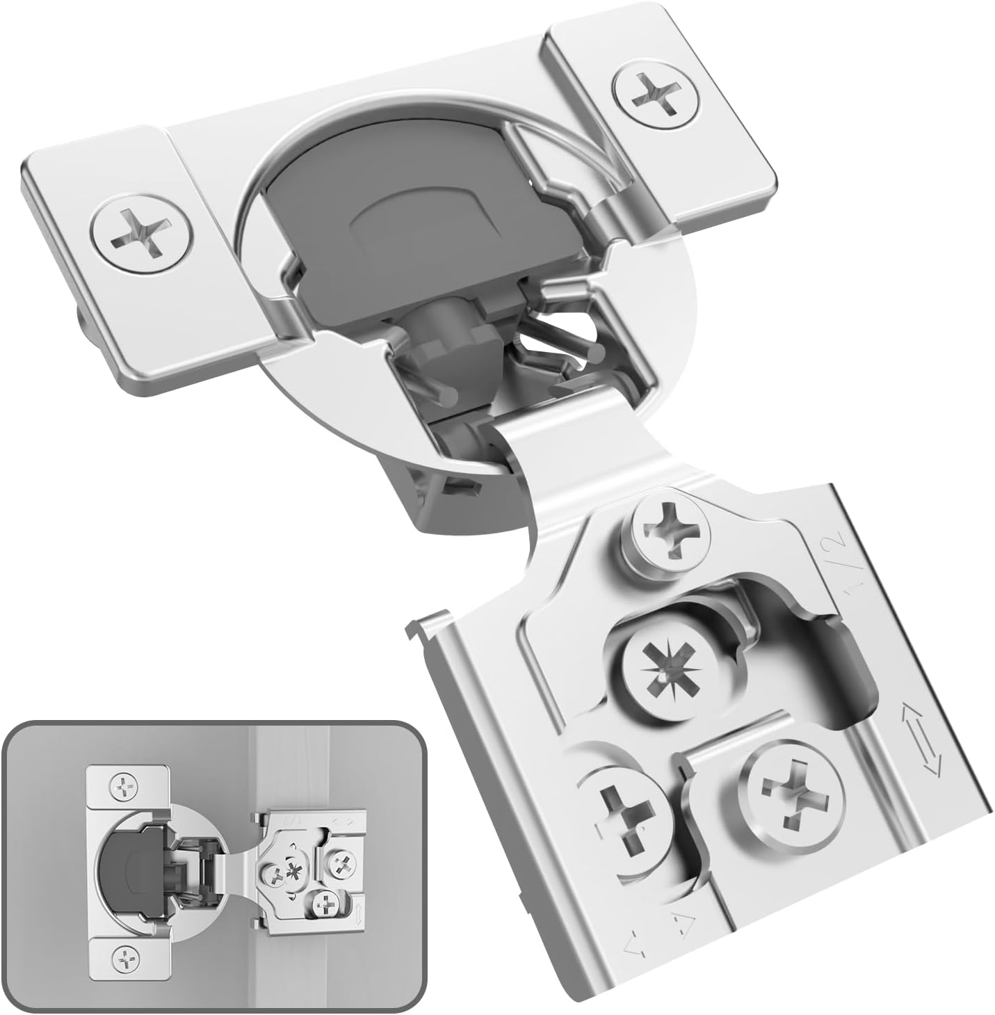 Amerdeco 50 Pack 3/4" inch Overlay Soft Close Hinges Stainless