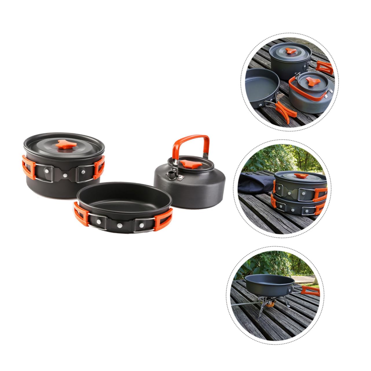 HEMOTON Camping avec Casseroles Ustensiles De Cuisine Portables Couverts Et Bouilloire
