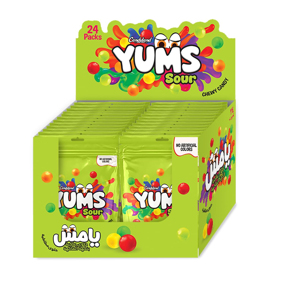 Candyland Yums Sour Flavoured Chewy Candies Pack (38g X 24)