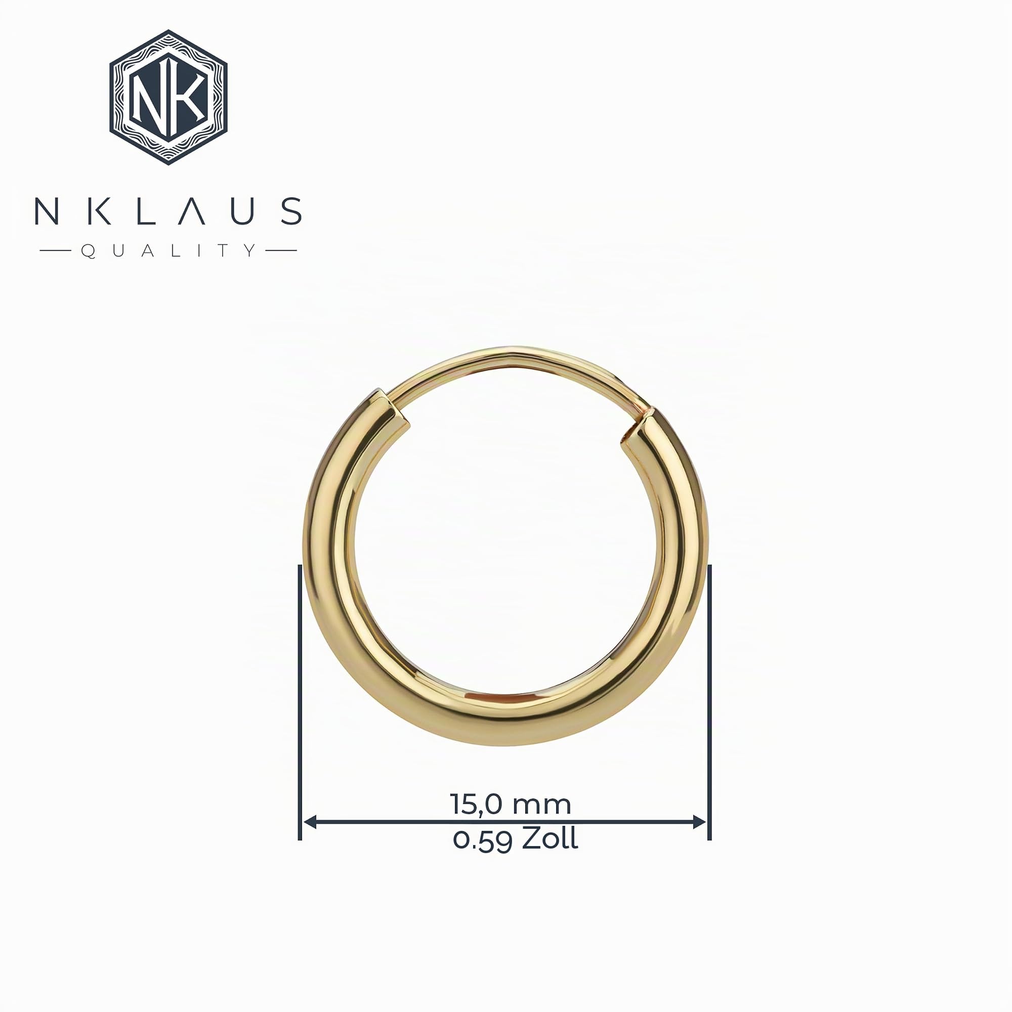 NKlaus Creolen aus 333er Gelbgold, 8 Karat, Materialstärke 2,0mm, 2 Stück