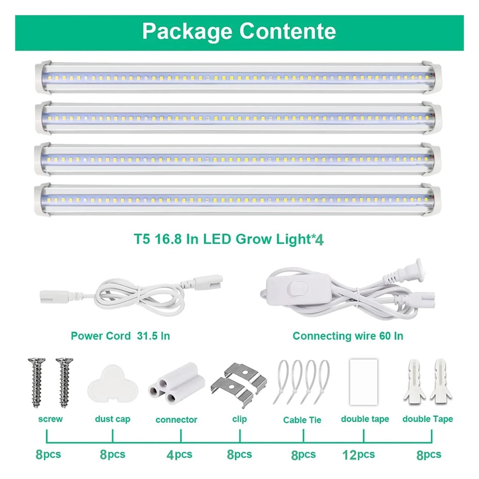 51LED T5 luces de cultivo rojo blanco espectro completo plantas alto PPFD tiras luz, semillas invernadero expandibles Phyto lámpara enchufe red Iluminador hortícola(1 to 4)