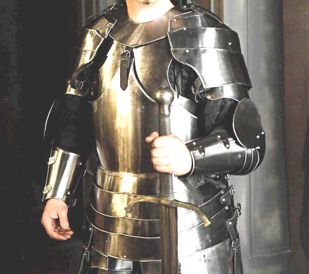 LARP Fantasy Eleven Kinght Medieval Costume Steel Armor Cuirass (Front and Back) Milan