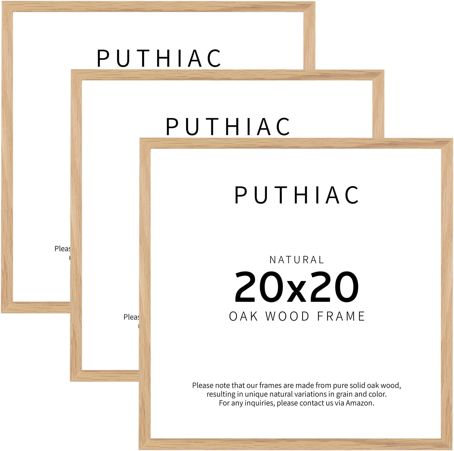 puthiac 20x20 Oak Wood Picture Frames -20"x20" Poster Frames for Wall, 20x20 Picture Frames for Wall, 20 x 20 Picture Frames, 20 x 20 Frames for Wall(3 Pack, Beige) Beige-3P 20x20