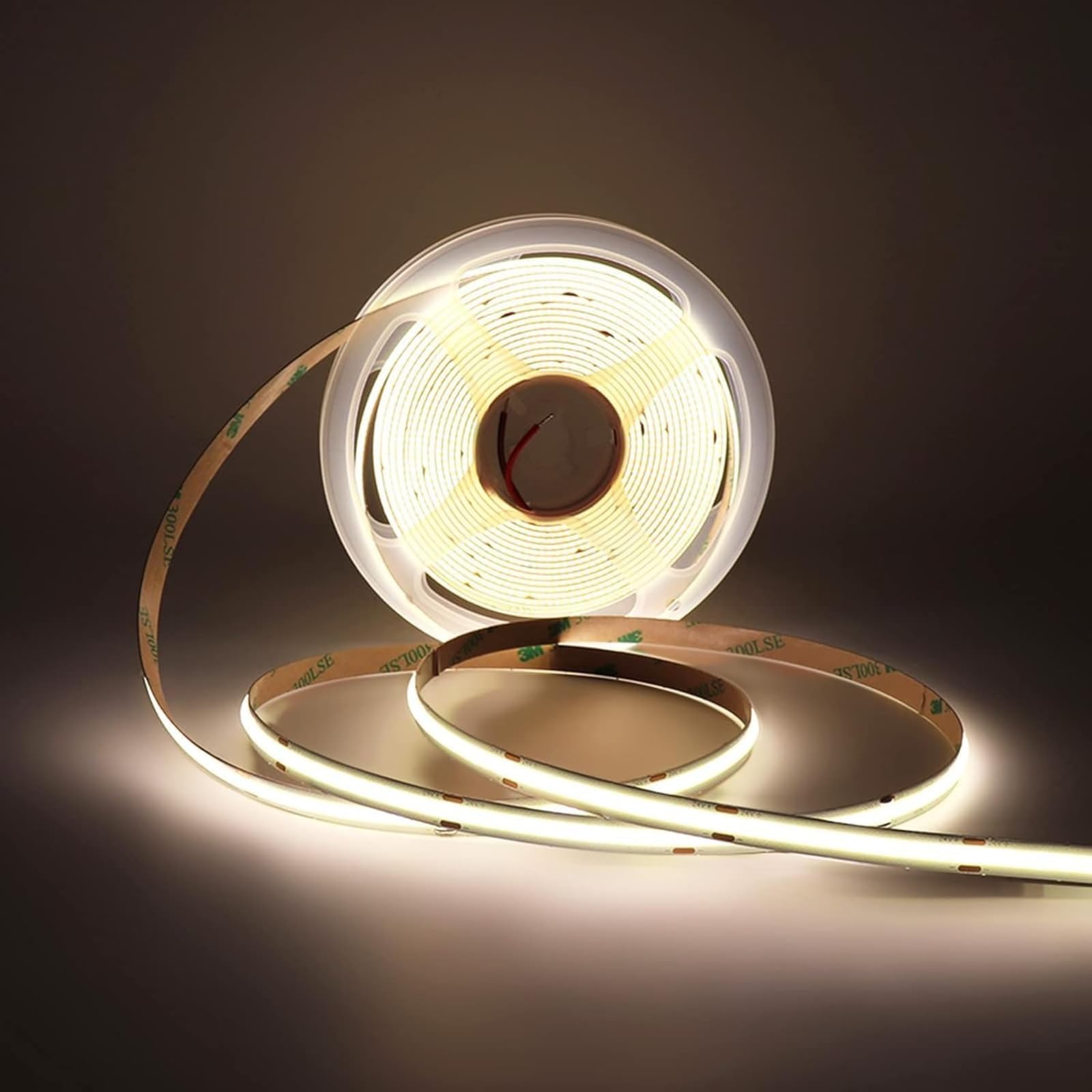 COB LED テープライト DC12V 5m 昼白色4000K 480LED/m 超狭幅 8mm 高輝度 高演色性 CRI>95 ドットレス均一光 調光可能 フレキシブル 切断可能 屋内用 即貼り（両面テープ付） ベッドルーム キッチン照明
