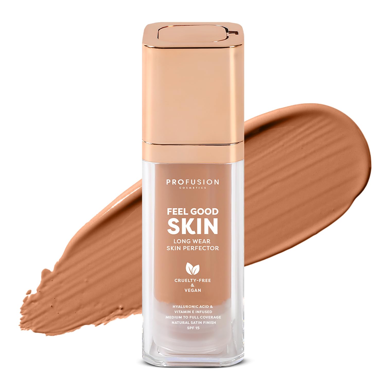 Profusion Cosmetics Feel Good Skin Foundation – Radiant Satin Finish, Buildable Coverage with SPF 15 Sun Protection, Hydrating, Lightweight, Vegan &