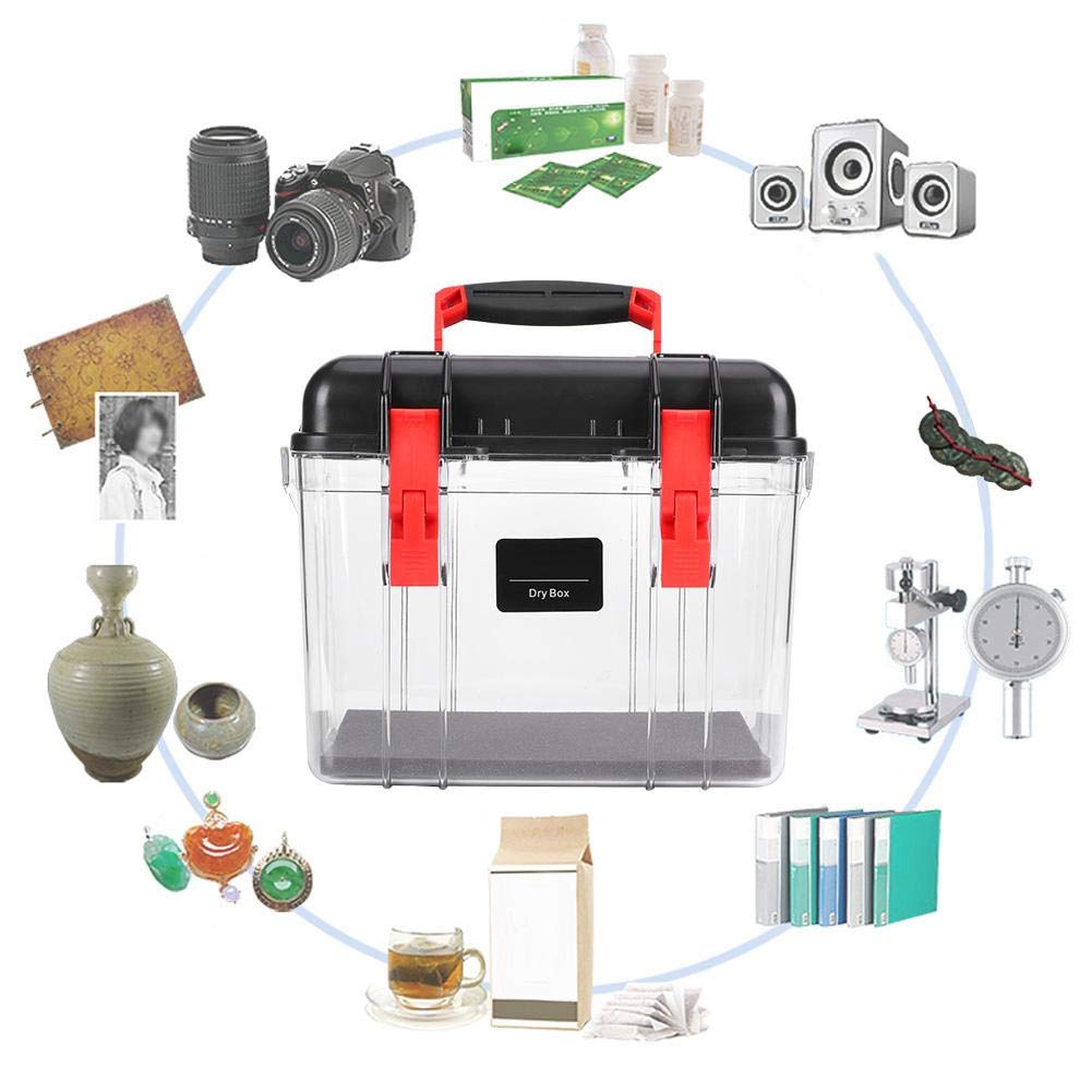 Yunir Caja a Prueba de Humedad para cámara Digital, Estuche a Prueba de Humedad para Equipo fotográfico Negro de plástico portátil, Caja de Almacenamiento a Prueba de Moho de Secado y Sellado