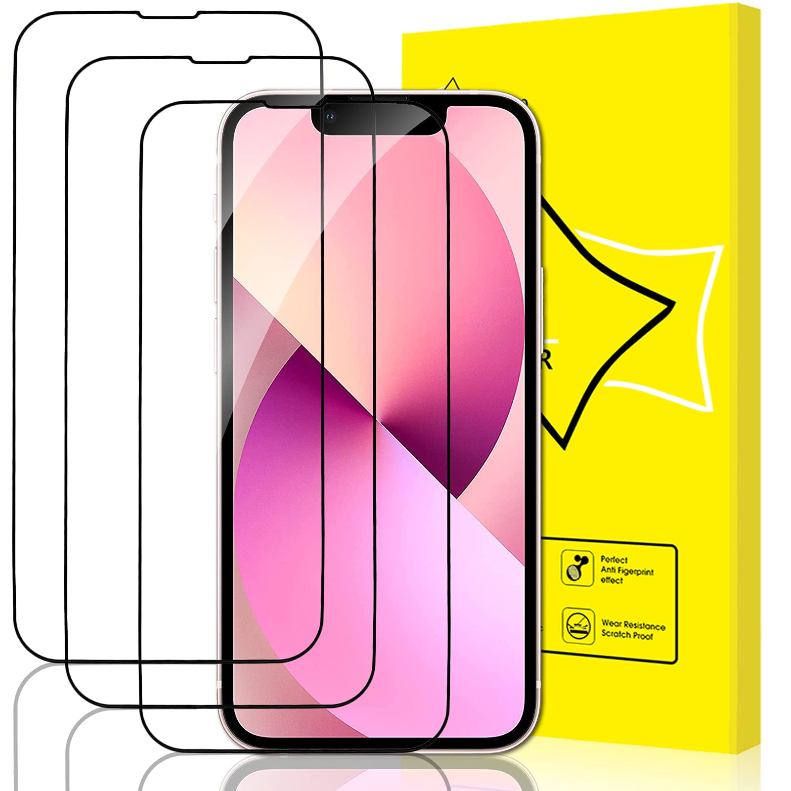 GiiYoon-3 PACK Screen Protector for iPhone 13 Mini (5.4'') Tempered Glass [HD Full Coverage] [Easy Installation] [Round Edge] [Scratch Resistant] [9H Hardness] [Bubble Free] Screen Cover Film