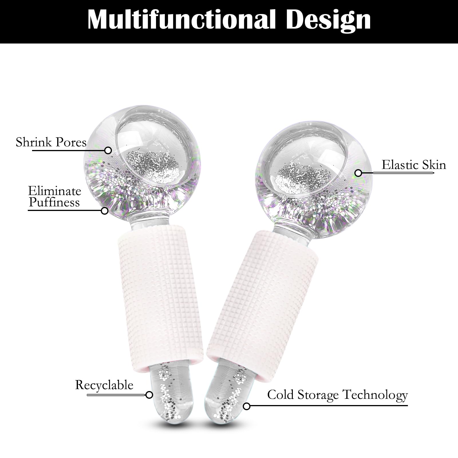 APOMOONS 2pcs Ice Globes for Facials ice Globes for face and Eyes ice Balls for face Facial Ice Globes Skin Care Tools for Brighten Tighten Skin Hot & Cold Use (White) - Image 2
