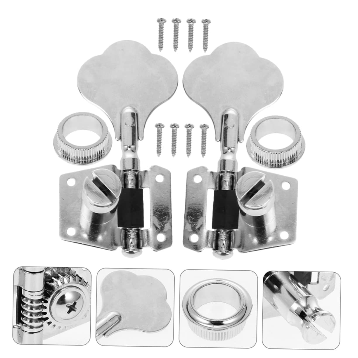 Levemolo Electric Bass Tuning Pegs Bass Tuning Keys Metal Bass Machine Heads Set of 6 Easy to Install for Use