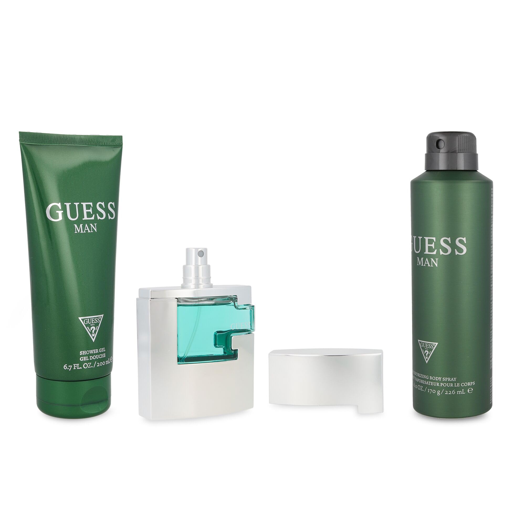 GUESS Man Woda toaletowa 3-częściowy zestaw prezentowy - Cologne Spray 2,5 Fl. Oz., deodorizing Body Spray 6,0 oz & Shower Gel 6,7 Fl. Oz.