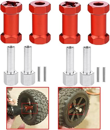 4 unidades de cubo hexagonal de rueda de aluminio de 0.472 in de extensión de desplazamiento de 0.984 in para Axial scx10 D90 90046 Tamiya MST 1/10