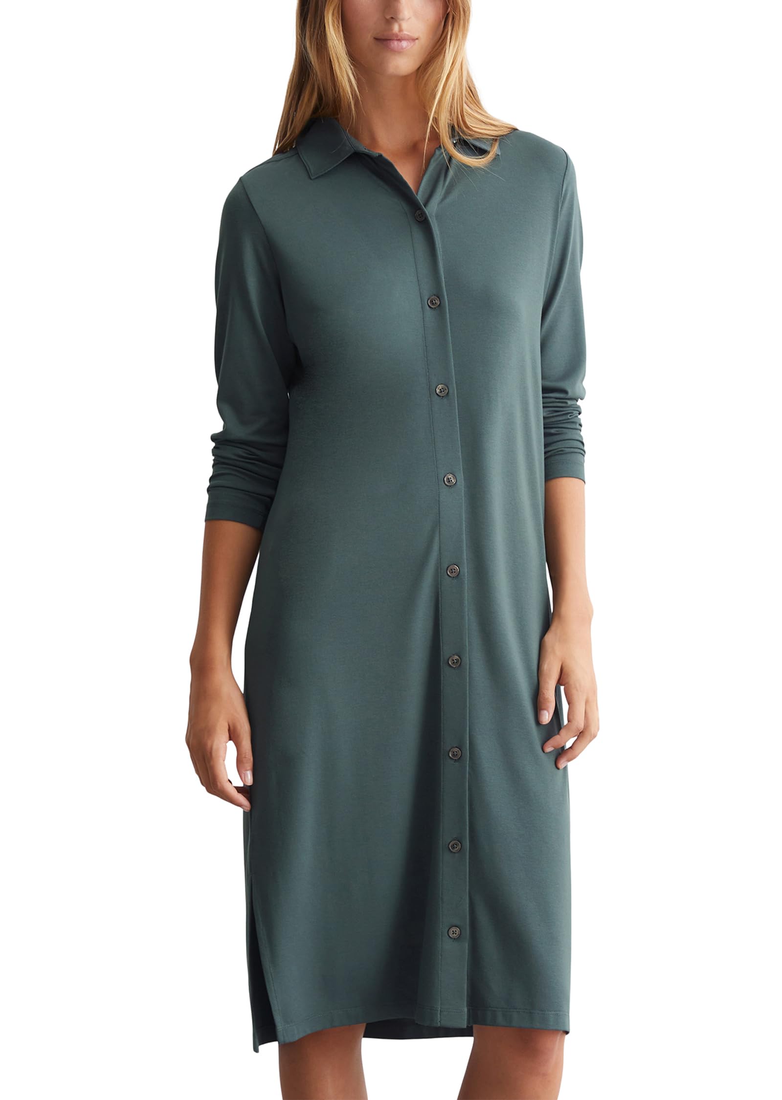 Marc O'Polo Damen Jerseykleid mit Stretch-Anteil Langarm