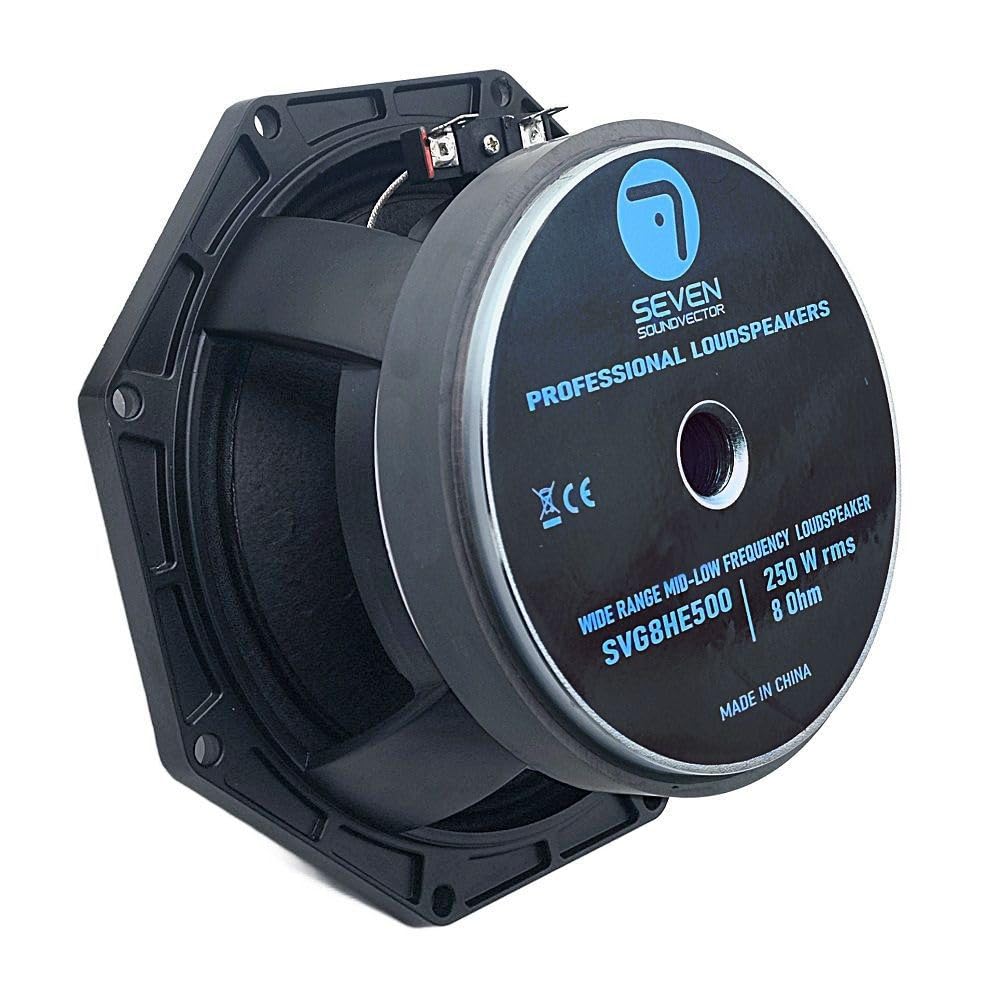 Seven Soundvector SVG8HE500 Woofer 8 Pulgadas Altavoz Profesional de Grave Medio-Grave 8 Ohm 250W AES 500W Programa