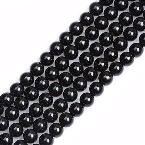 GEM-Inside - Cuentas redondas de turmalina negra natural de 0.236 pulgadas, cuentas sueltas de energía para fabricación de joyas, 15 pulgadas