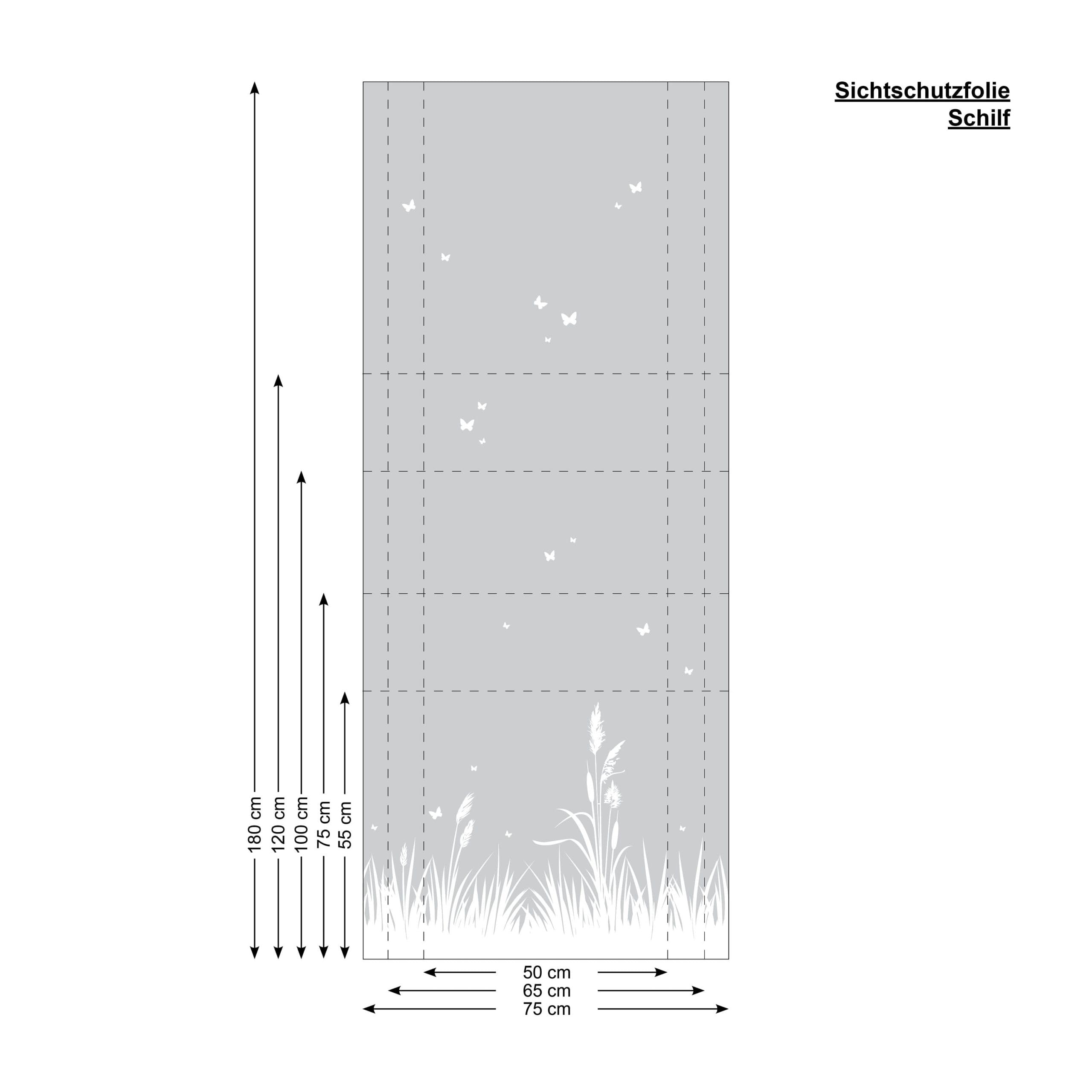 Sichtschutzfolie Schilf maritim Fensterfolie Fensterdeko Milchglasfolie, 100 cm hoch, 75 cm breit