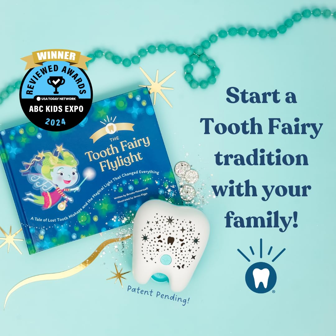 Tooth Fairy Flylight Storybook and Magical Projector Night Light Signals The Tooth Fairy, First Lost Tooth Keepsake Set, Tooth Fairy Milestone Gift for Boys and Girls Ages 4 and Up