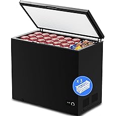 7.0 Cubic Feet Chest Freezer, FOHERE Deep Freezer with 3 Removable Storage Baskets, Adjustable Thermostat Compact Small Freezers, Free Standing Top Open Door for Homes, Basements, Garages, RVs