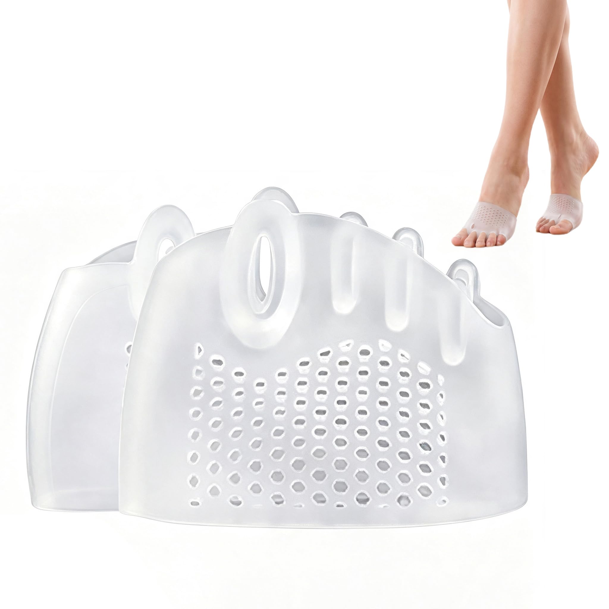 Alignura 3 in 1 Pro Toe Straighteners, Silicone Forefoot Sleeves with Toe Separators, Breathable Cushioned Support for Curled Toes & Hammer Toe (Transparent)