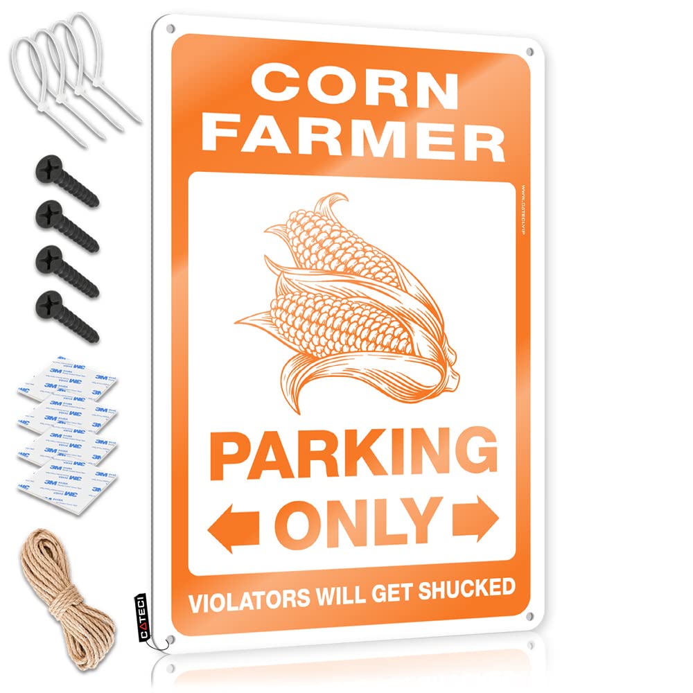 KRAZMURONGD Funny Vintage Signs Corn Farmer Parking Only Tin Sign Drinking Signs Funny Outdoor Signs And Decor(30X40CM)