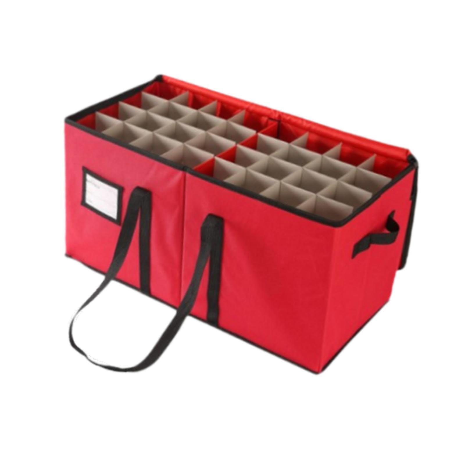Aufbewahrungsbox für Weihnachtskugeln mit stabilen Griffen und doppeltem Reißverschluss für einfachen Zugriff und sichere Aufbewahrung.