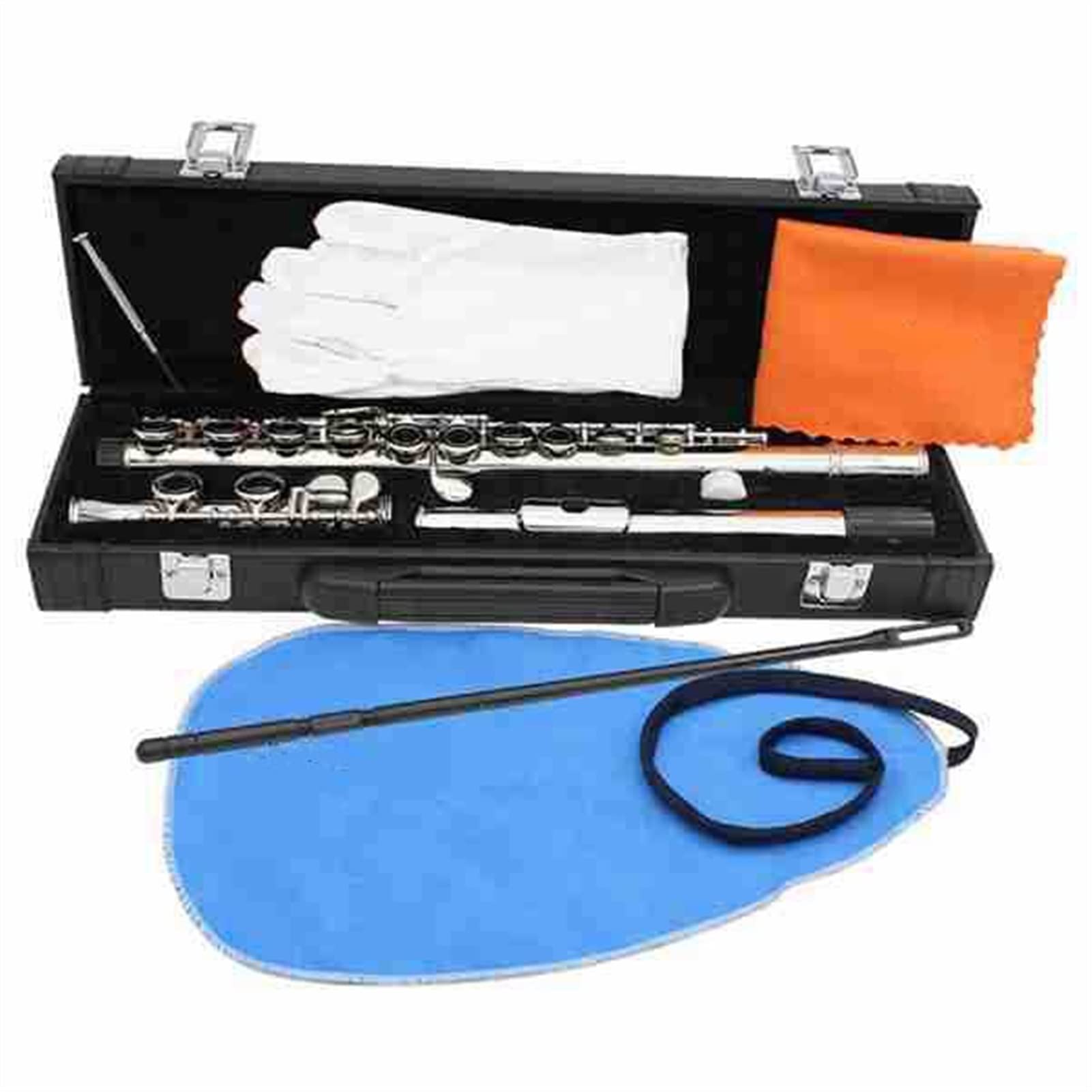 ZUZU Flauta para Instrumentos De Viento Bañada En Plata Y Cobre- níquel Flauta En C De 16 Orificios Más Estuche De Cuero Kit Flauta
