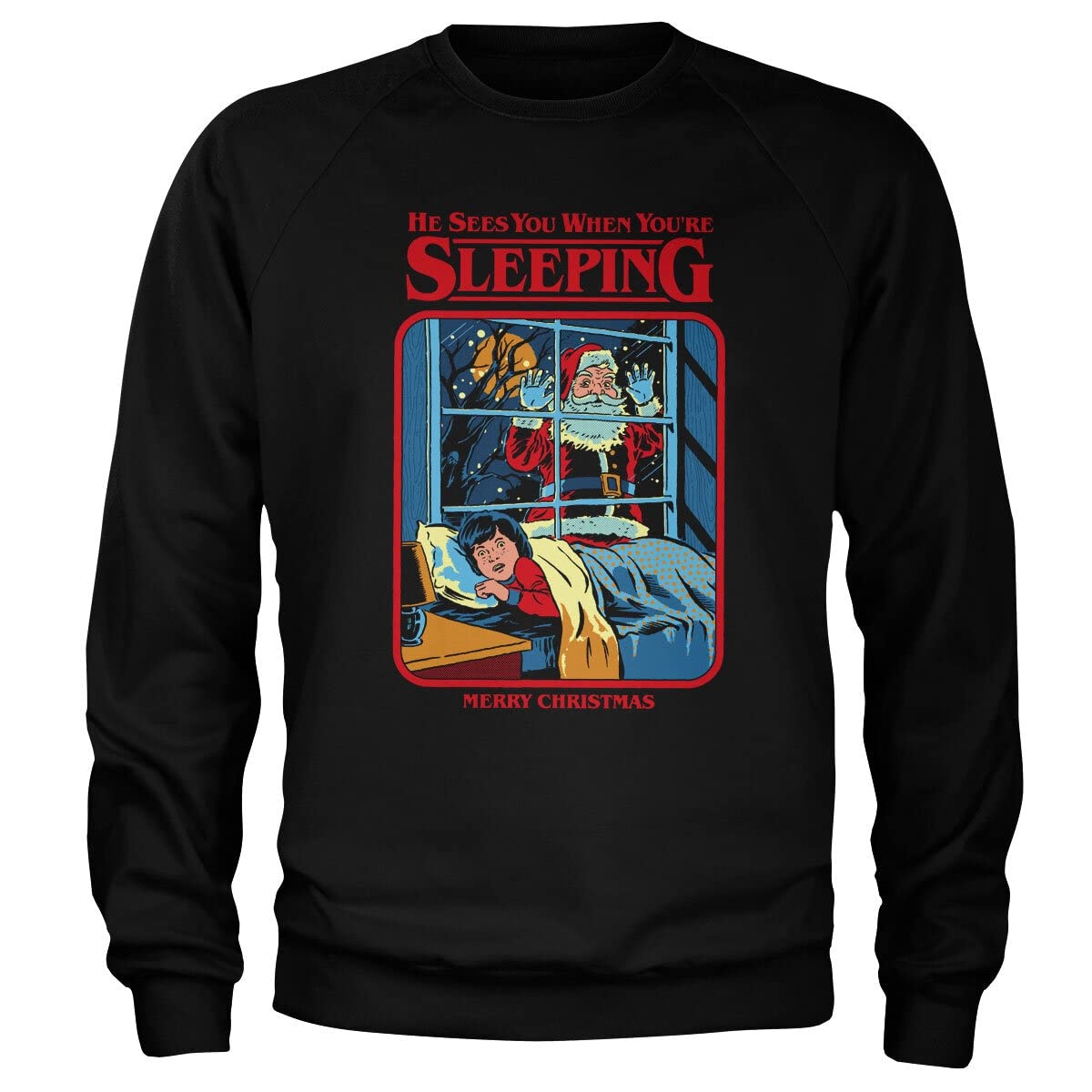 Steven Rhodes Officially Licensed Santa Sees You Sweatshirt (Black), X-Large