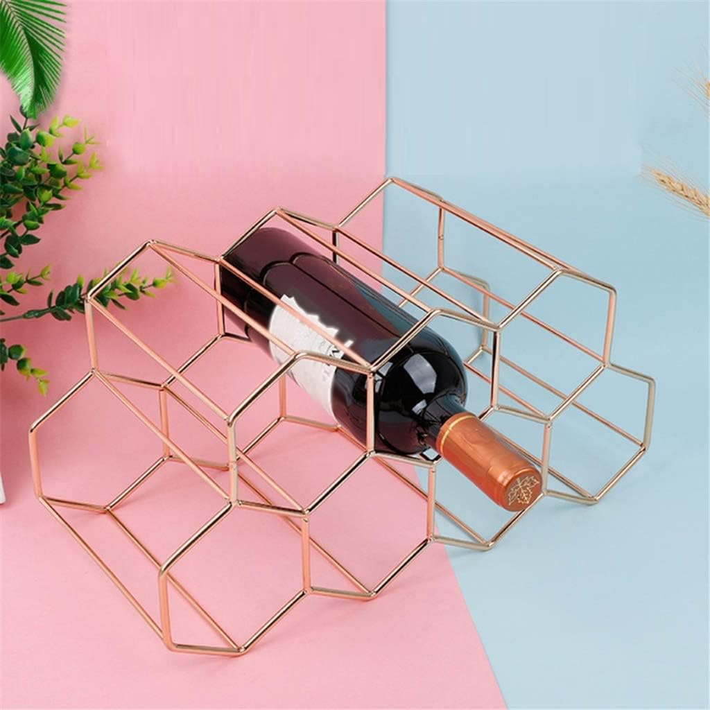 Metal Honeycomb Wine Rack Bottle Storage Desktop Hexagonal 9 Display