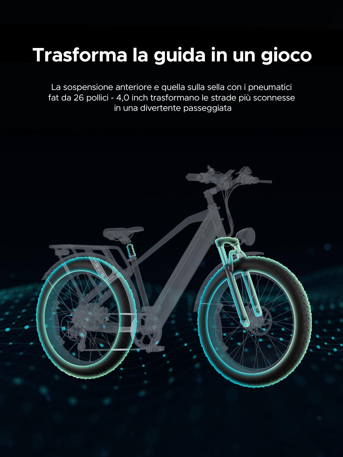 ENGWE E26 26 Pollici Bicicletta Elettrica Per Adulti, 48V 16AH Batteria con una autonomia di 140KM, Freni Idraulici e Doppia Sospensione, Display LCD e 7 velocità, Coppia di 70 Nm