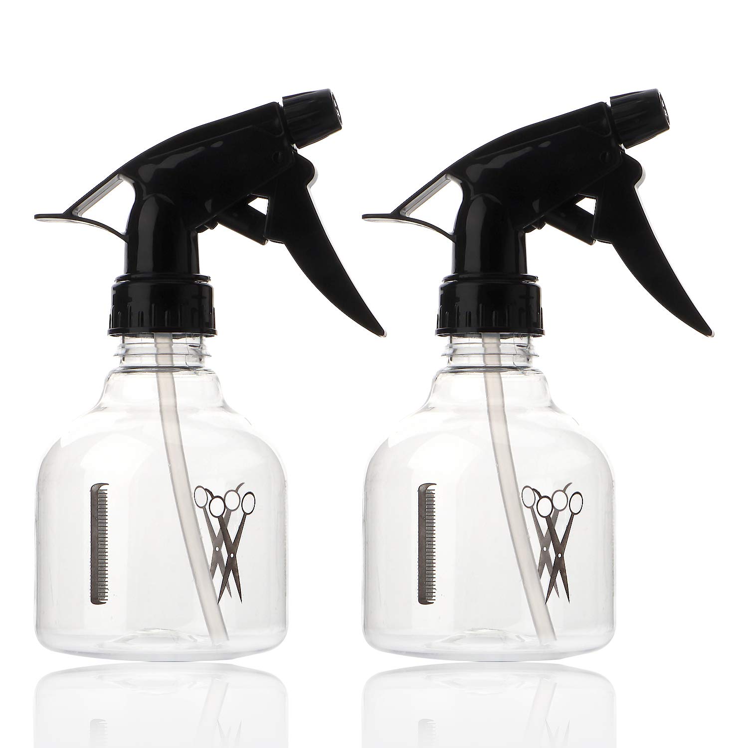 Mister Spray Bottle 2 Pack, Katfort Empty Spray Bottles 8oz 250ml Clear Refillable Container Adjustable Hair Sprayer for Cleaning, Misting Plants, Gardening, Travel Skin Care, Essential Oils