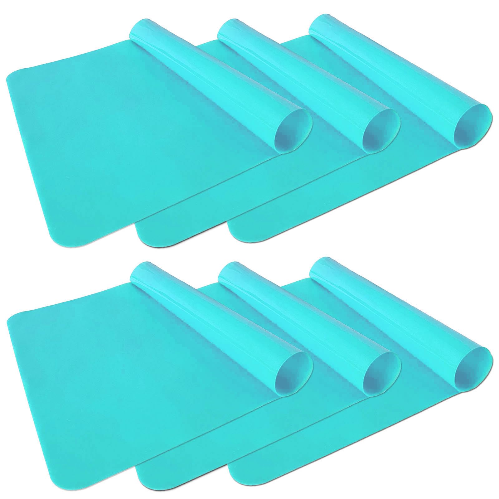 6er Set Backmatte Silikon 60x40cm Backunterlage Silikonmatte Dauerbackfolie Dauerbackmatte Backpapier Lebensmittelecht Hellblau