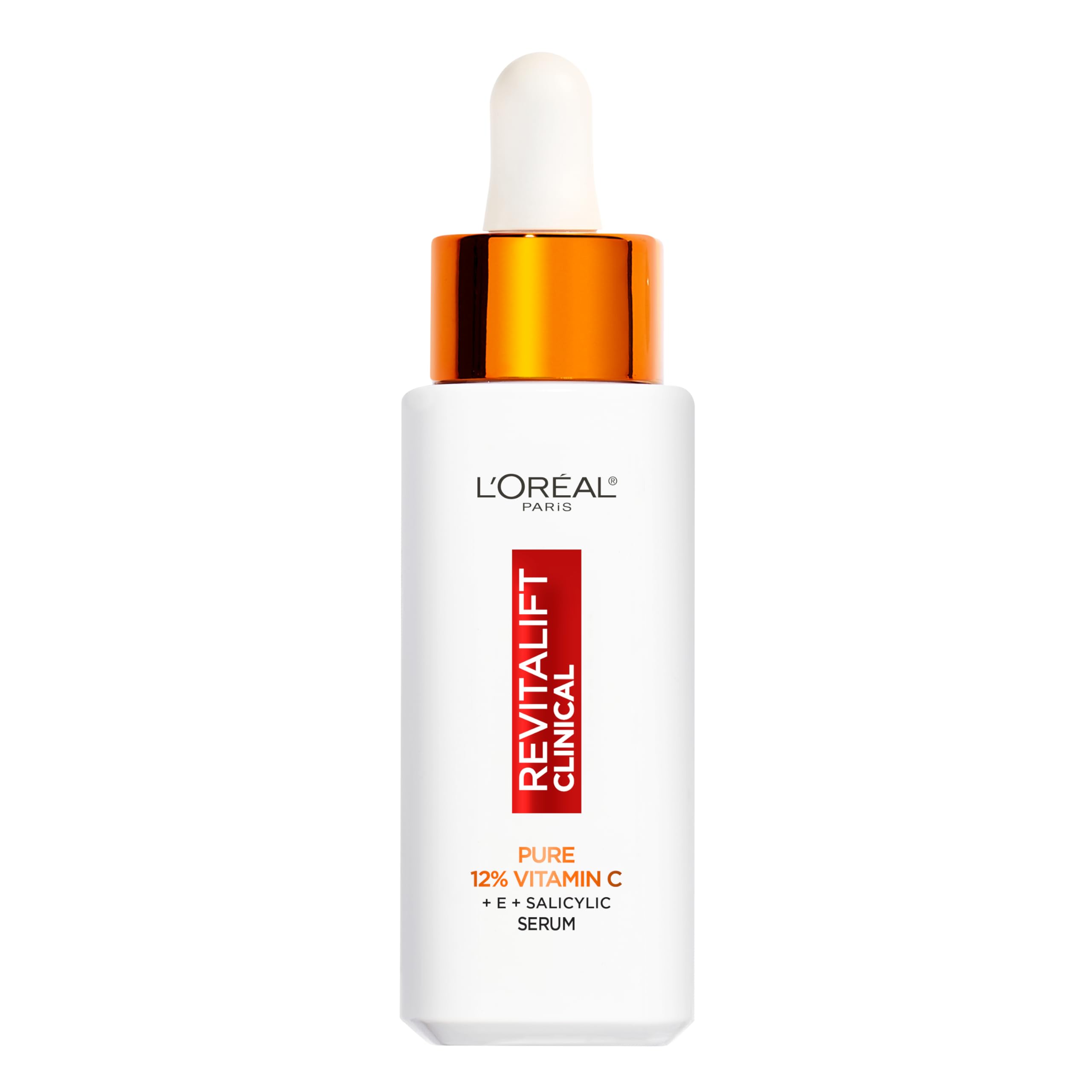 L'Oréal Paris Vitamin C Serum For Face, Revitalift Clinical 12% Pure Vitamin C Brightening Serum for Brighter & Smoother Skin, Antioxidant Protection with Salicylic Acid & Hyaluronic Acid, 30ml