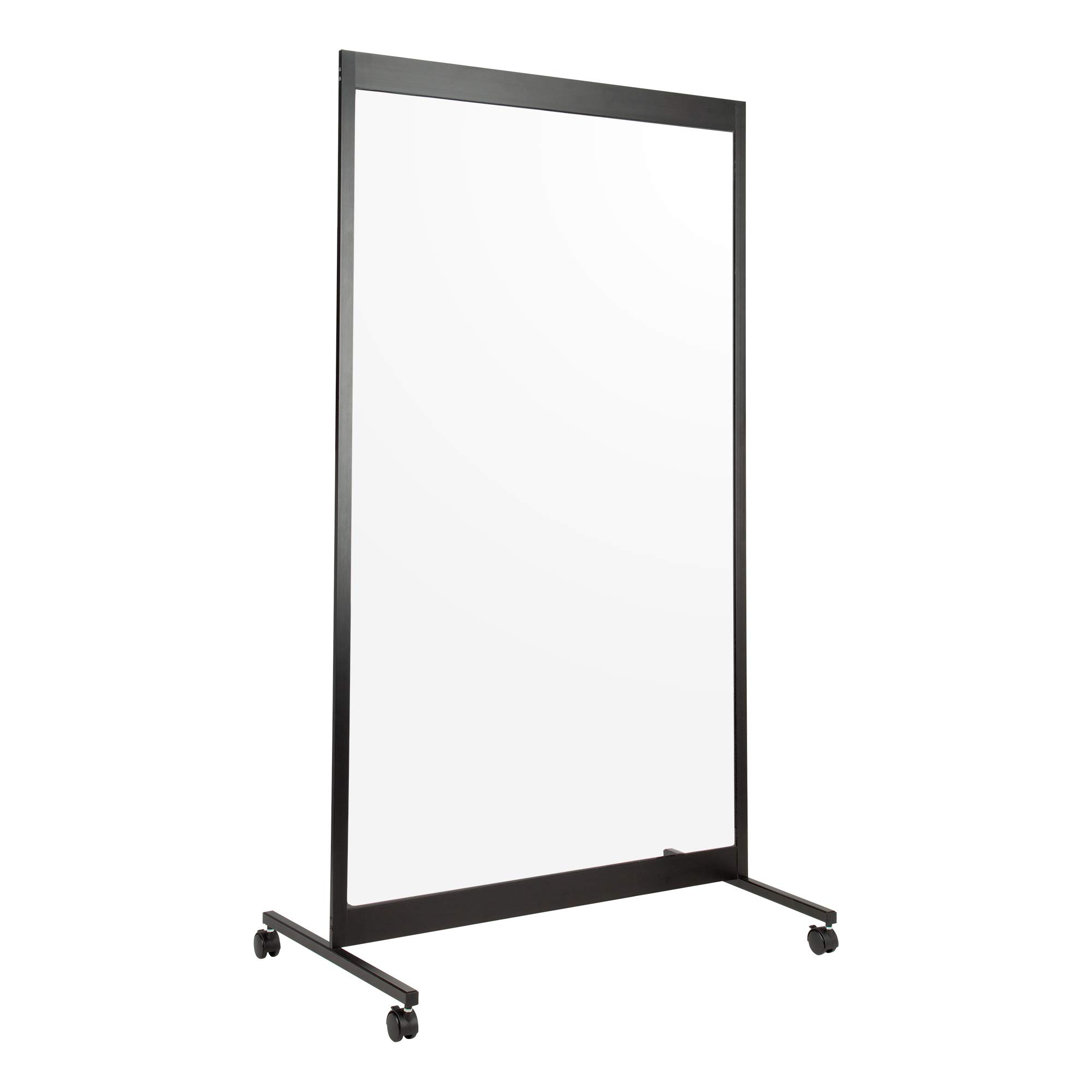 Norwood Commercial Furniture Clear Room Divider Partition - Portable Sneeze Guard Screen on Wheels for Social Distancing, Home, Office, Waiting Area, or School 3.5’ W x 6.5’ H Single Clear Panel