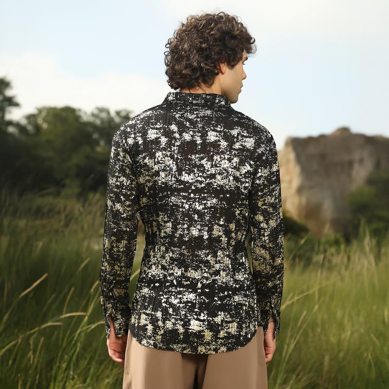 Image of CAHOOT Men's Shirt for Casual Wear | Spread Collar | Long Cuffed Sleeves | Button Closure | Shirt Crafted with Comfort Fit for Everyday Wear