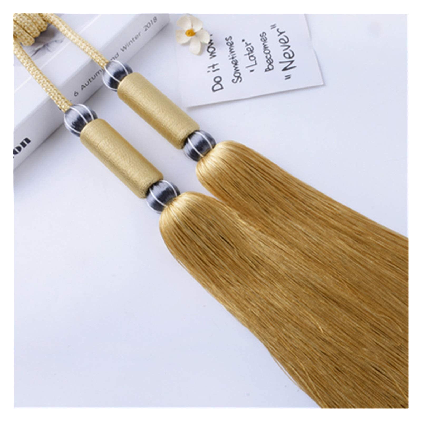 2 pcs Rideau Gland Brosse Frange Embrasses Suspendus Ceinture Boule Cordes Crochet Cintre Rideau Accessoires Attache Retour Sangle Boucle (Violet) (Or)