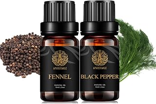 Aromatherapy Black Pepper Essential Oil Set for Diffuser, 2X10ml 100% Pure Fennel Essential Oils Kit for Humidifier-Black Pepper, Fennel Essential Oils, Aromatherapy Fennel Oil, Pure Black Pepper Oil