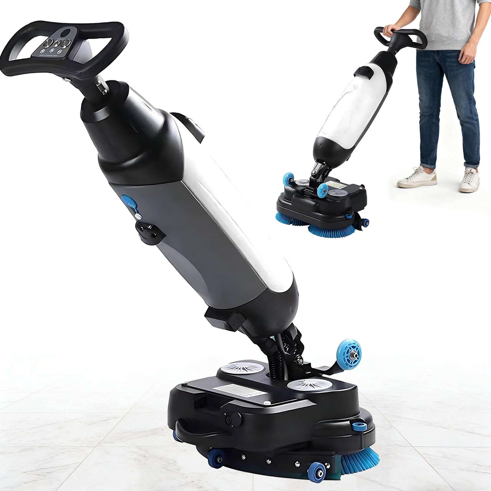 Autolaveuse sans fil, double brosse de 45 cm, nettoyage de sols commerciaux