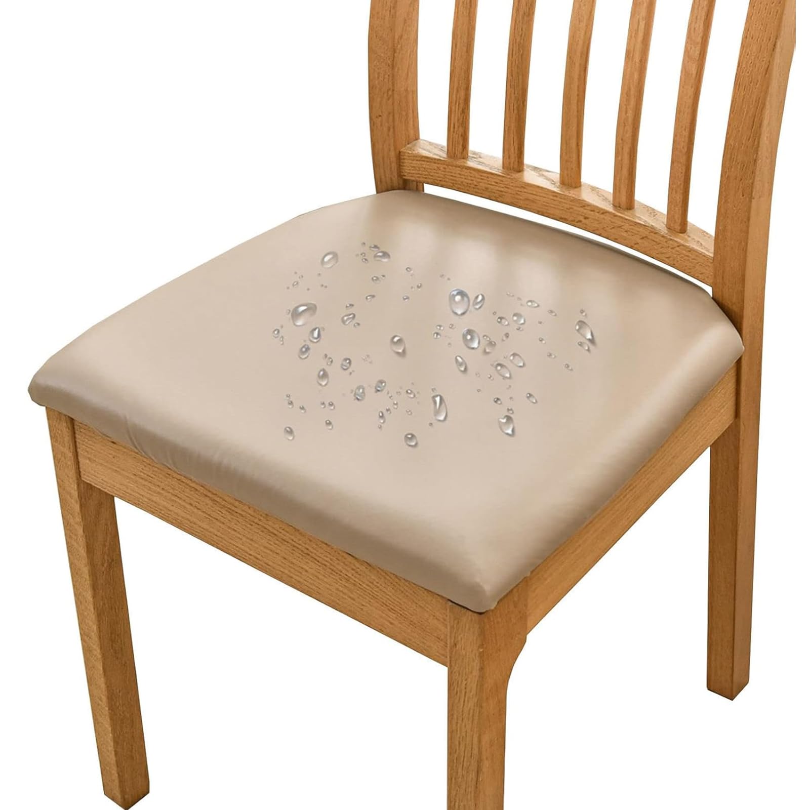Housse de chaise de salle a manger en cuir synthetique beige