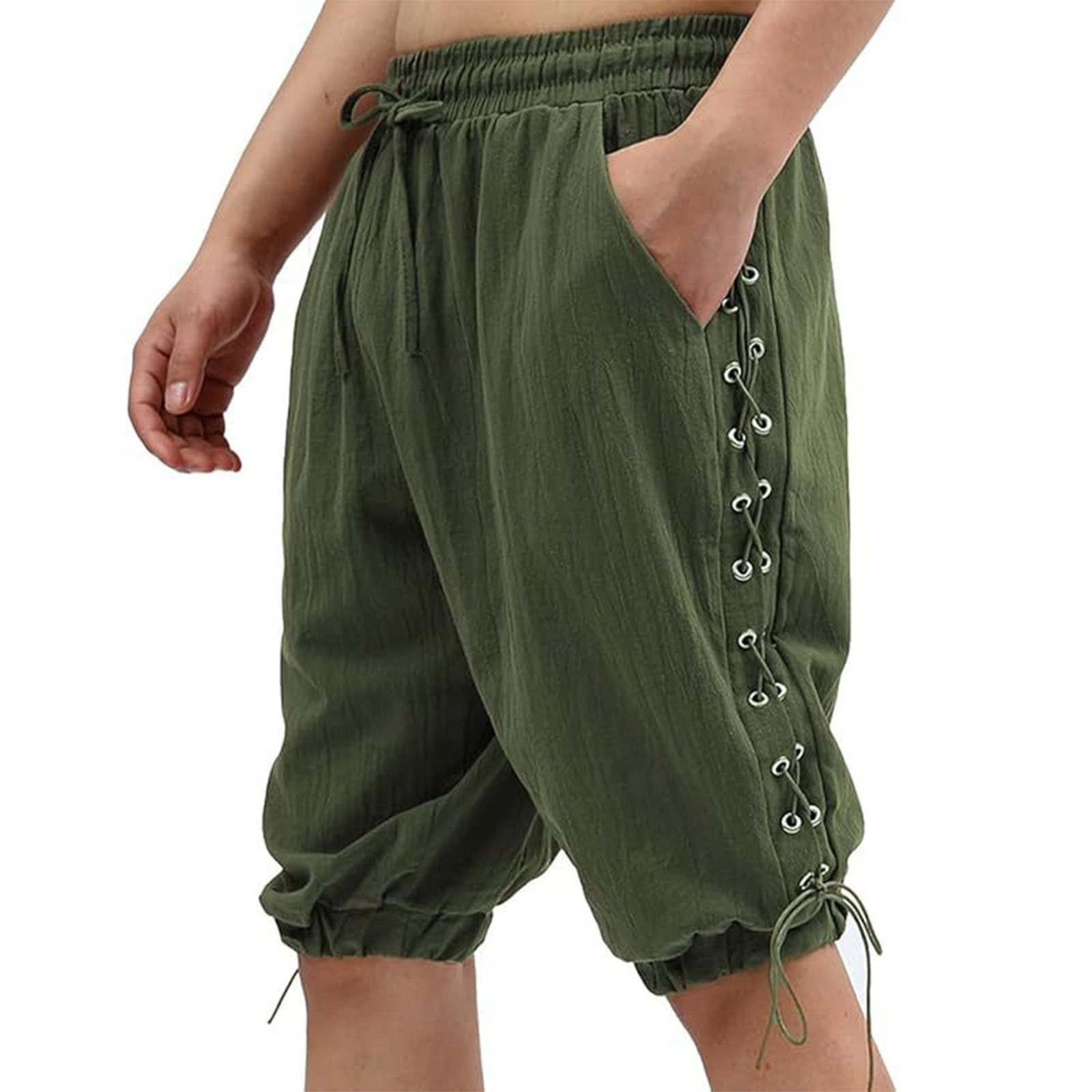 Guhmomh Shorts Herren Sommer Baumwolle Kurze Hosen Freizeithose Sporthose Sommerhose Badehose Baggy Leicht Jogginghose Bermuda Strand AtmungsaktivLaufhose Casual Wanderhose Sommershorts Armeegrün 3XL