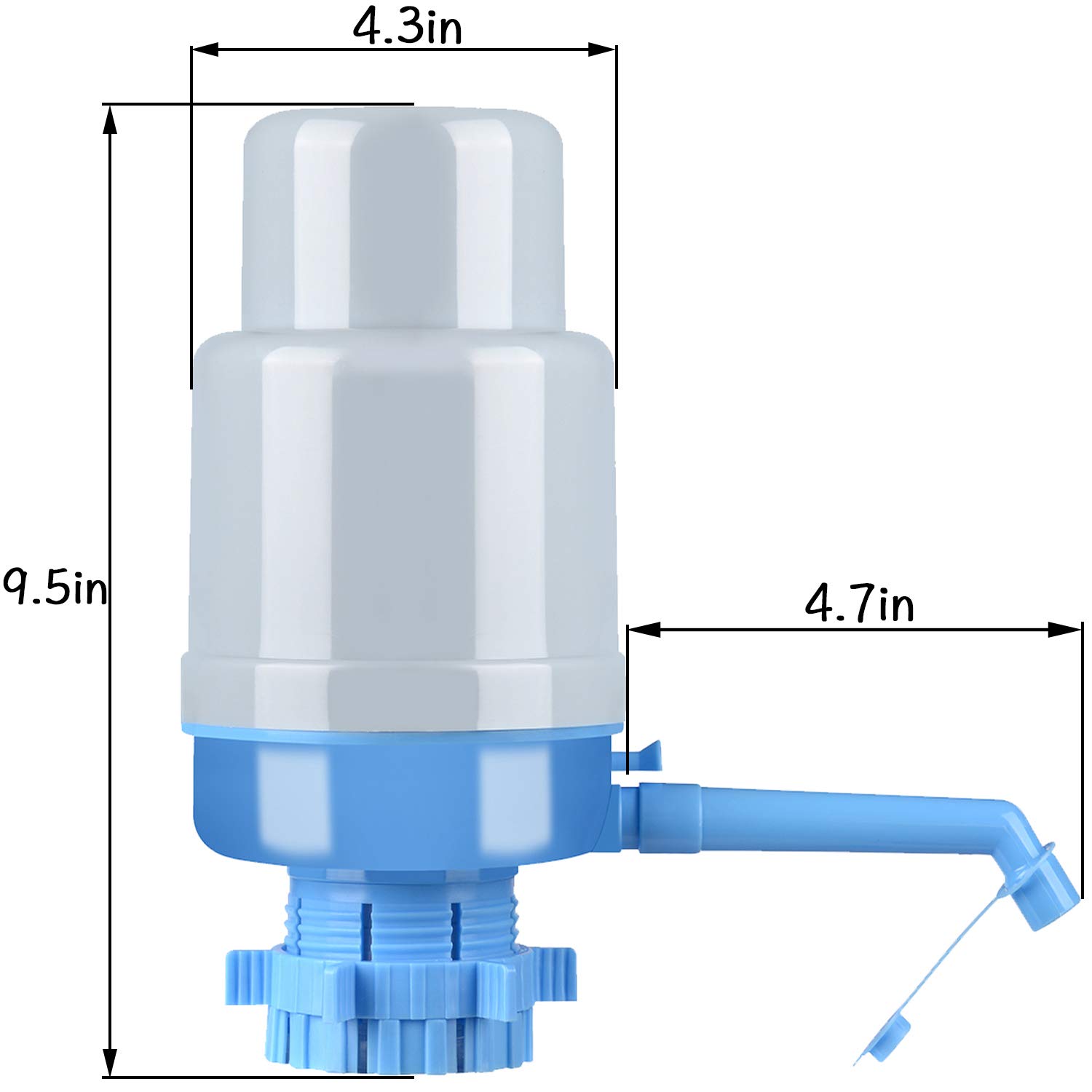 ONE250 Manual Water Bottle Pump, Easy Drinking Water Pump, Easy Portable Manual Hand Press Dispenser Water Pump for Universal 2-6 Gallon Bottle Coolers (Gray/Blue)