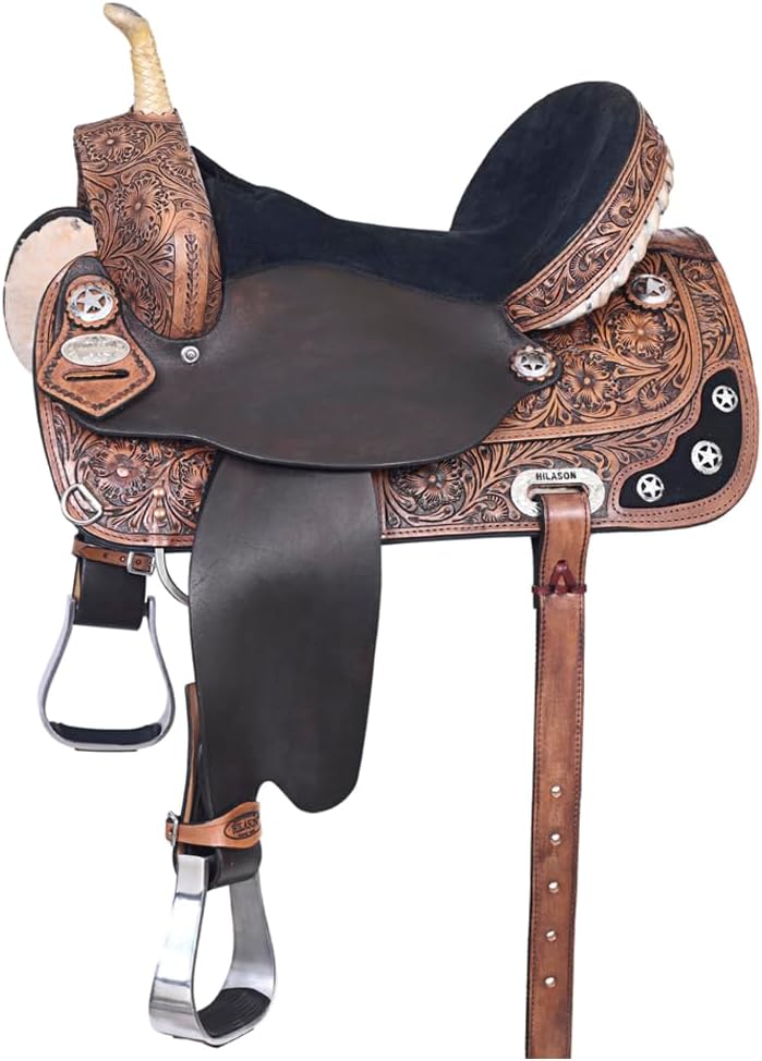 HILASON Western Horse Saddle American Leather Treeless Trail Barrel | for Horses