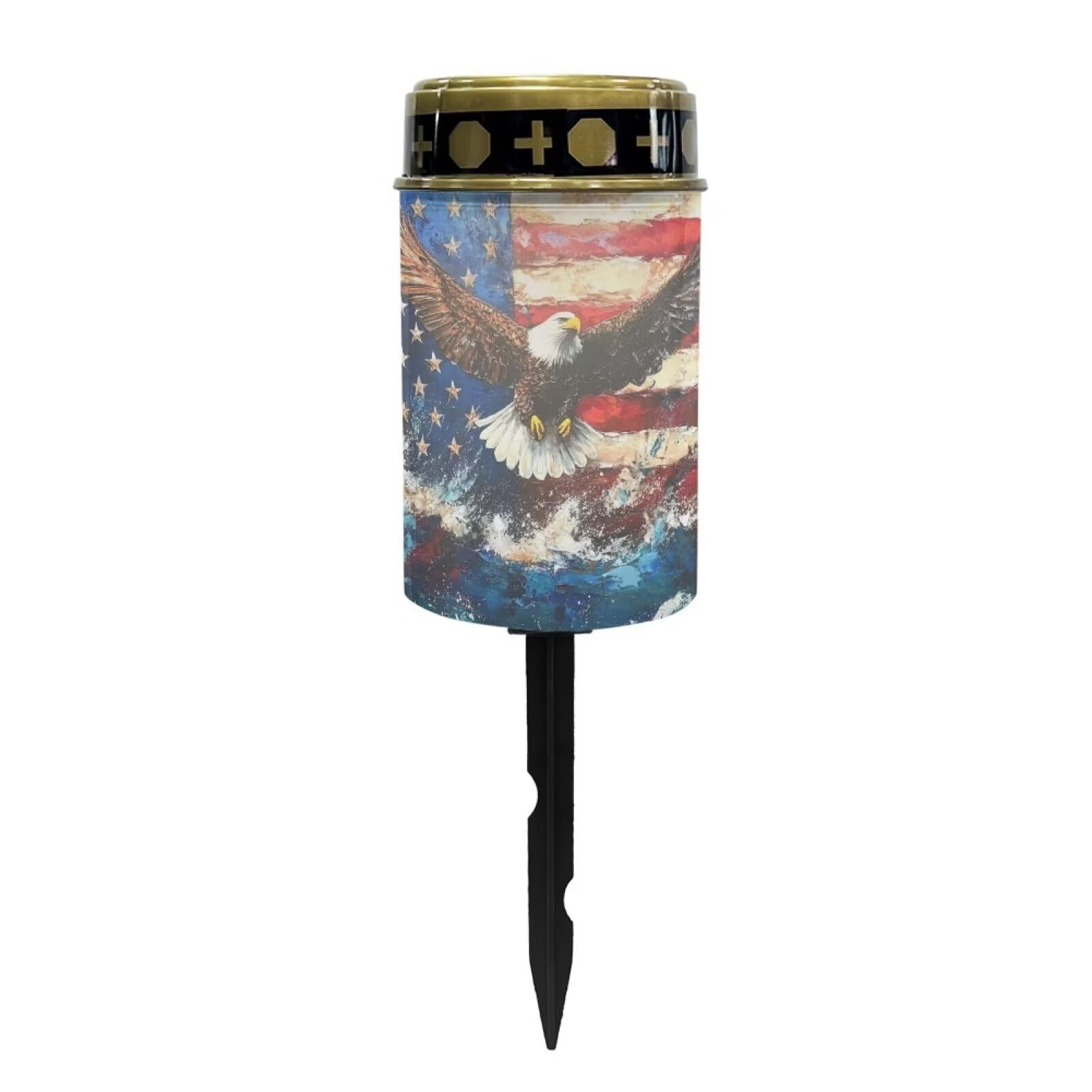 Uorisanigo Eagle Flag Cemetery Solar Lights for Grave Waterproof Solar Grave Lights for Cemetery Decoration Automatic Solar Powered Flameless Candle Lights โ image 1