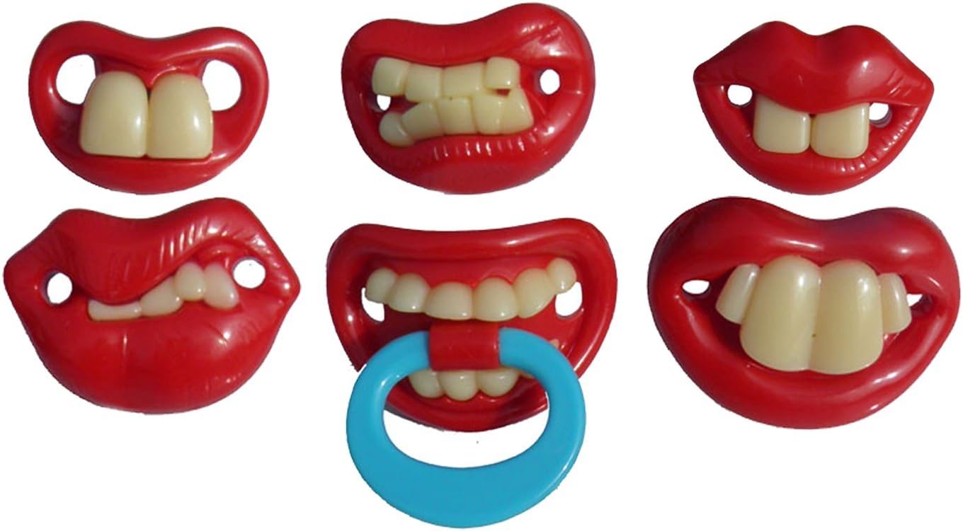 LOOKOUT 6 Pcs Very Funny Baby/toddler Dummies Soothers Pacifiers Fancy Dress Novelty