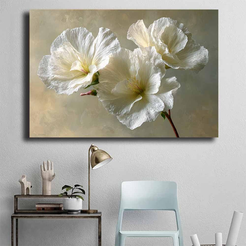 WUFIEA Semplice arte botanica Stampe su Canvas Il biberon per Camera da Letto Agriturismo Soggiorno Bagno(bianca)-60x90cm Incorniciato