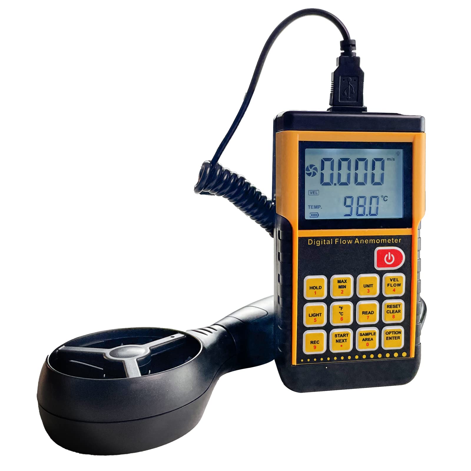 amiciSense Digital Anemometer, Split-Type Wind Speed Meter with Max/Min/Avg and Data Record Function