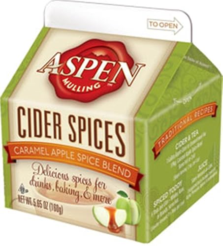 Aspen Mulling Cider Spice - Mezcla de especias de manzana y caramelo, bebida de sidra de manzana, caja de 5.65 onzas
