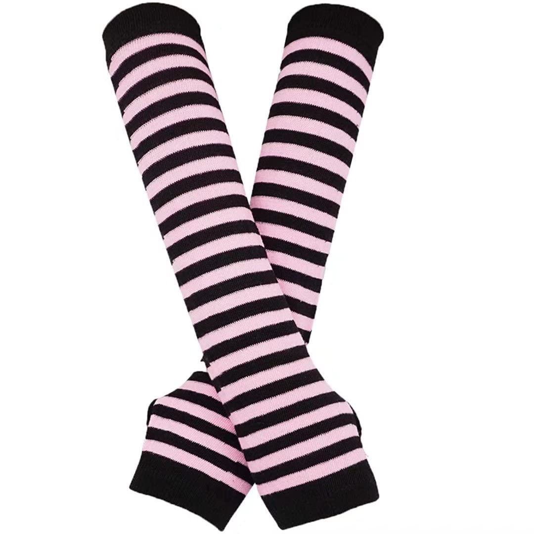 Women's Long Knitted Fingerless Gloves Thumbhole Stretch Arm Warmers